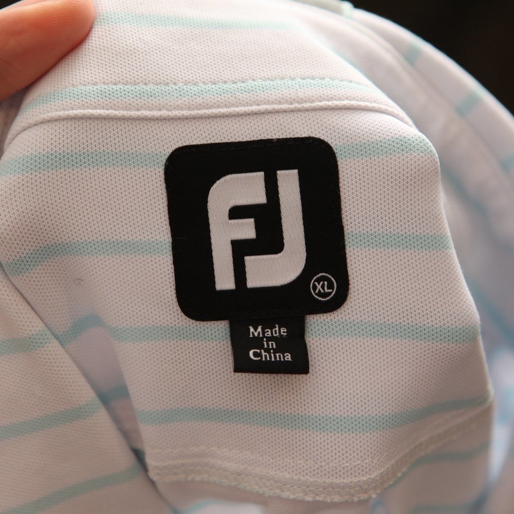 FootJoy FJ Men's white and blue striped short sleeve golf polo shirt XL - Picture 5 of 6